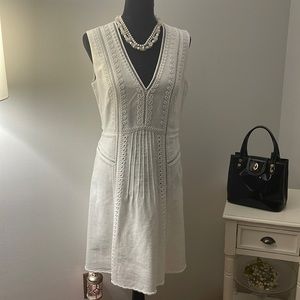 Kobi Halperin White Linen/Cotton Beaded Dress